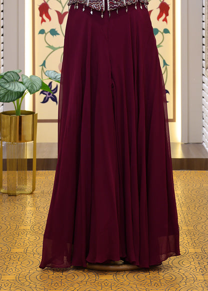 Vaani Maroon Sharara Corset Top Set