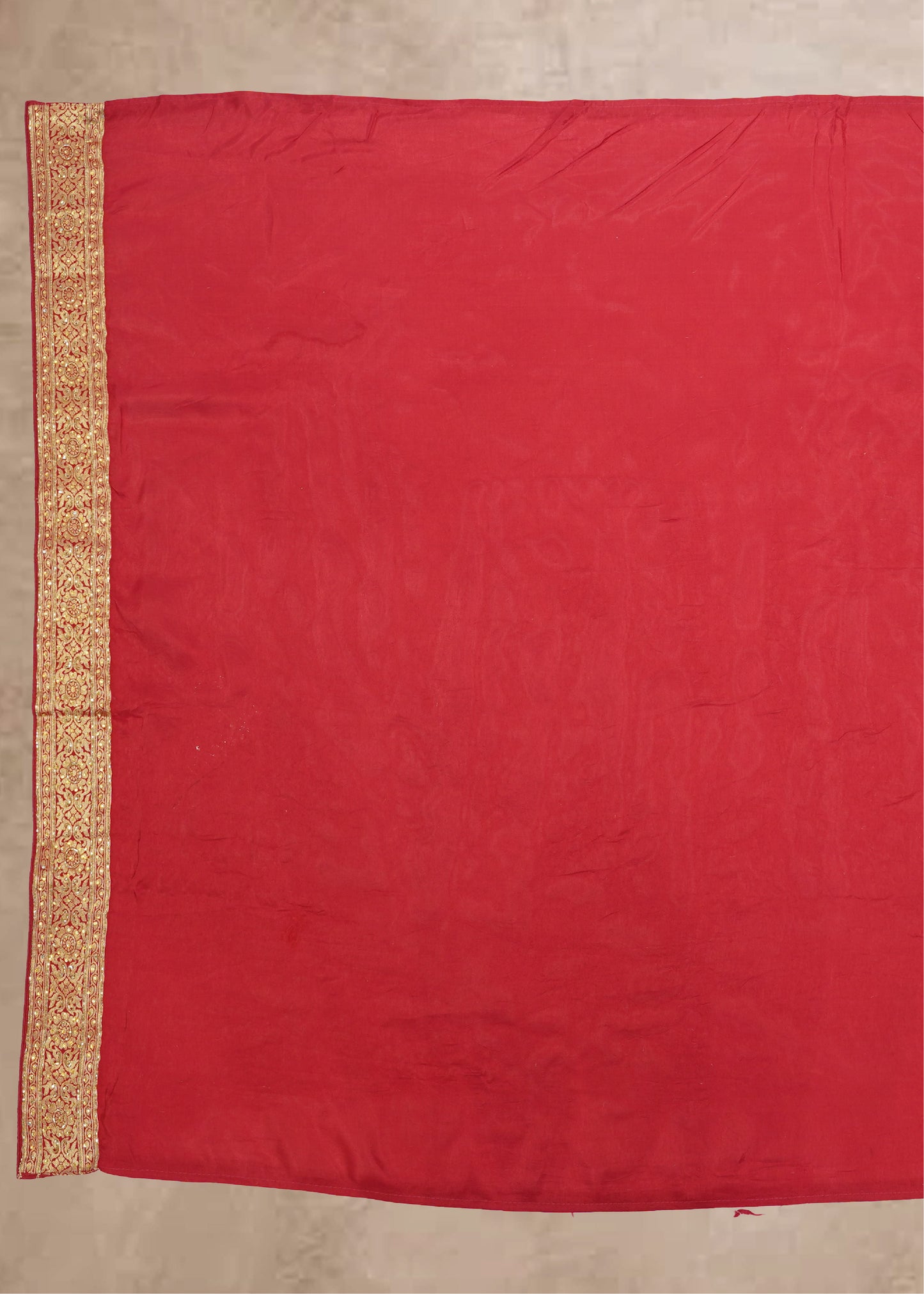 Red Booti Embroidered Dola Silk Saree with Unstitched Blouse