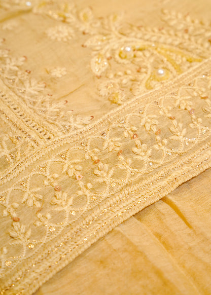 Pista Mul Cotton Thread Embroidered Unstitched Suit Set