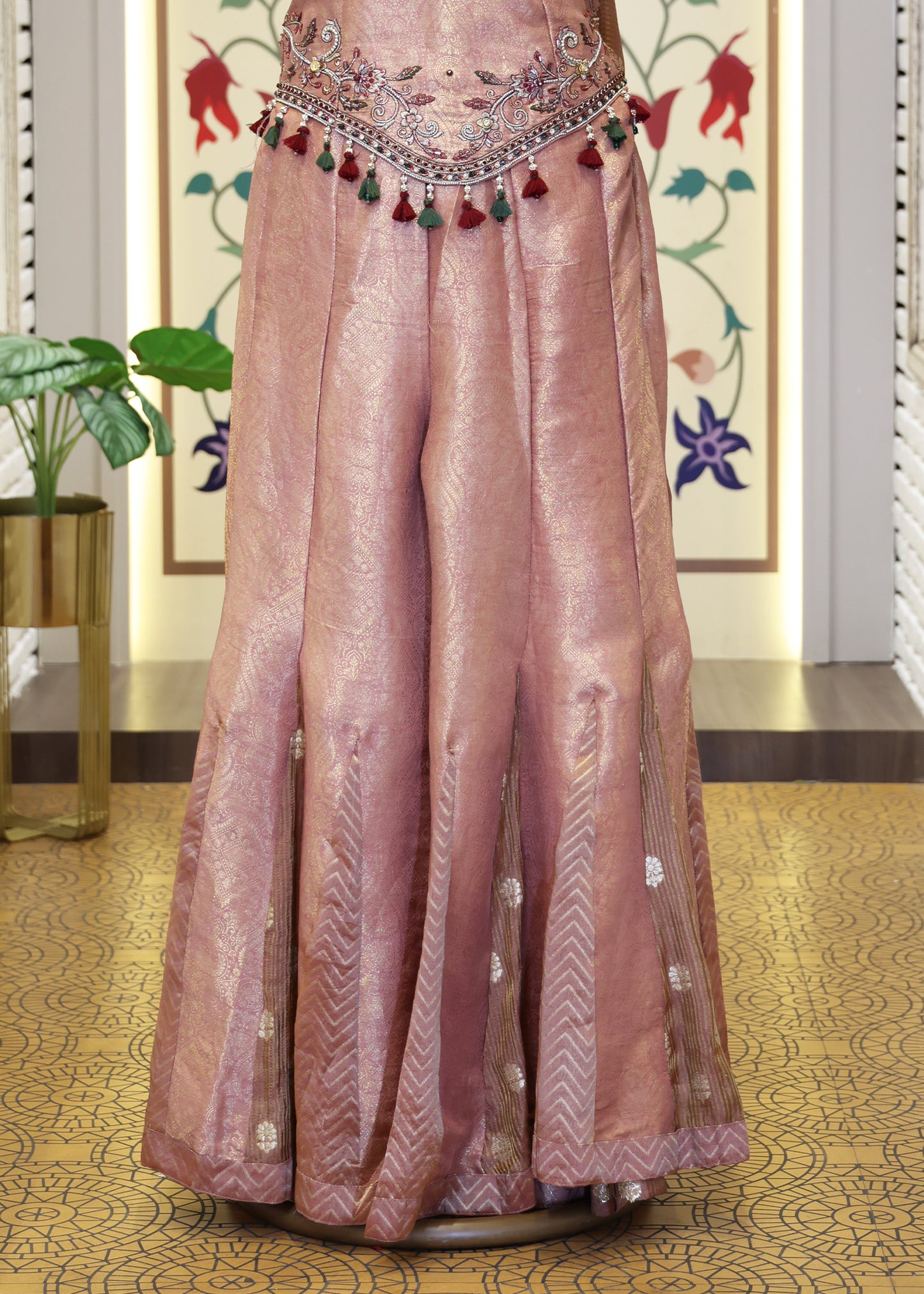 Mihika Peach Banarasi Sharara Set with Dupatta