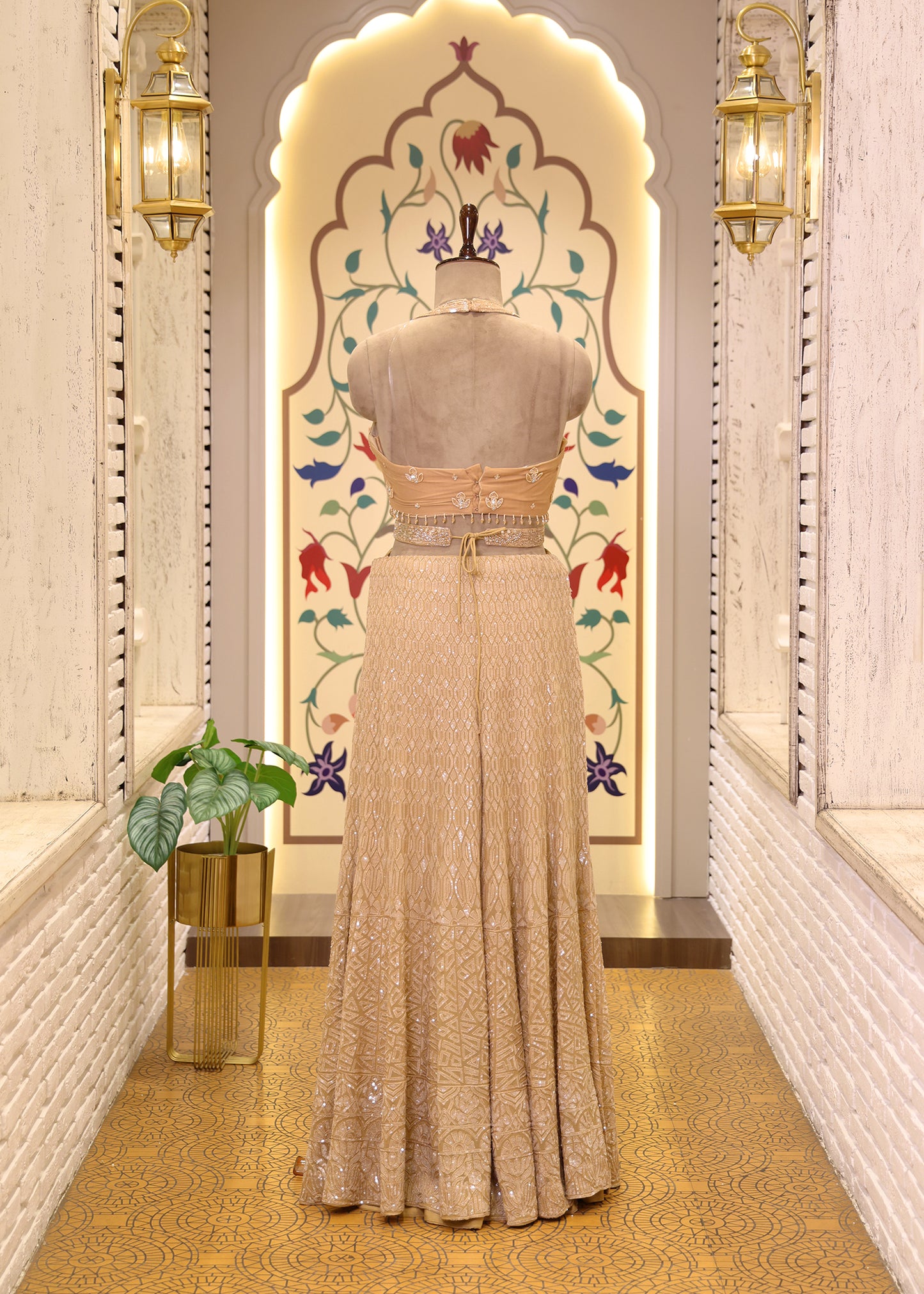 Cazelle Golden Crop Top & Belt Sharara Set