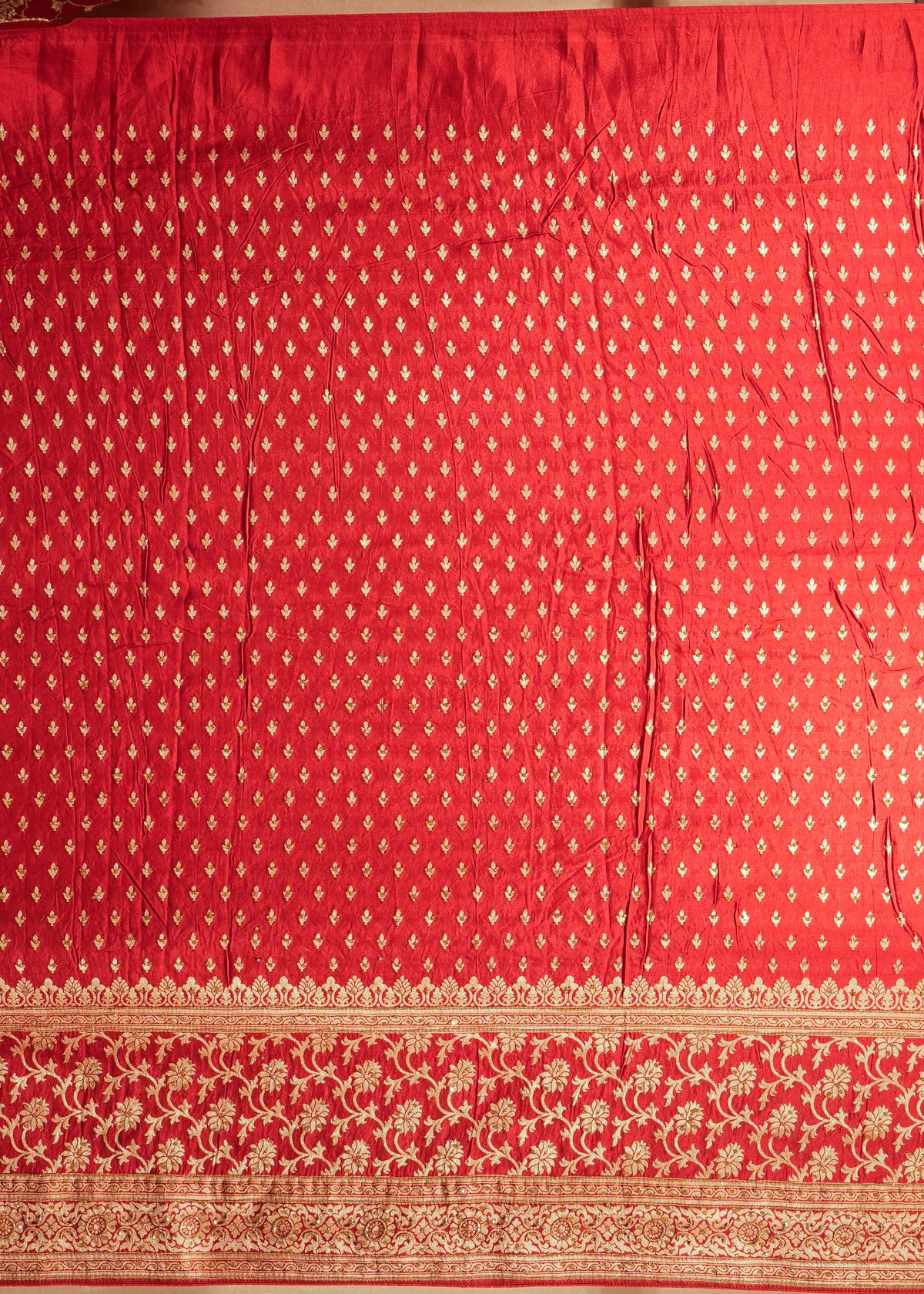 Ruhani Mehroon Booti Embroidered Dola Silk Saree with Unstitched Blouse