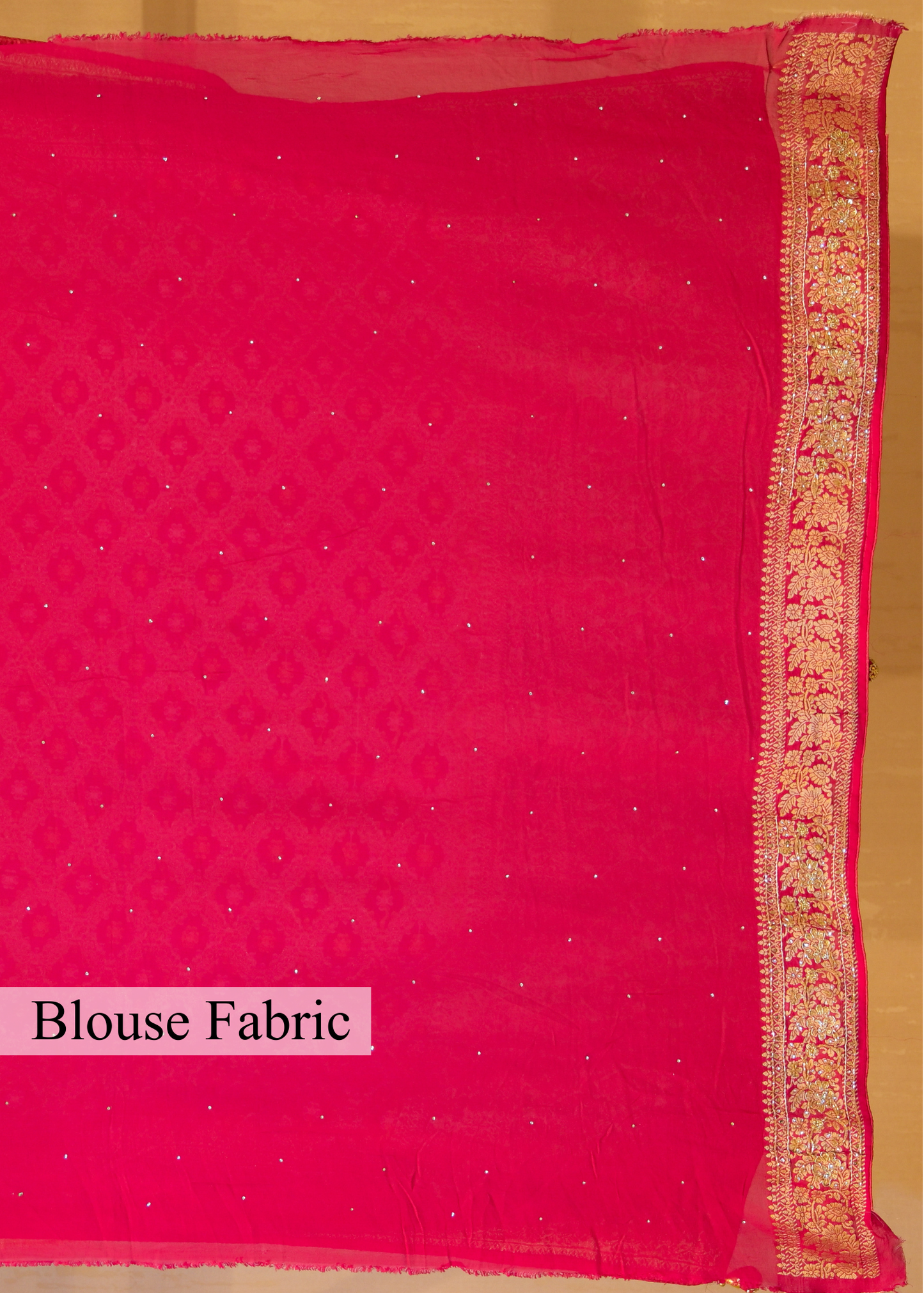 Gulbhaar Bandhani Rani Pink Saree Unstitched Blouse
