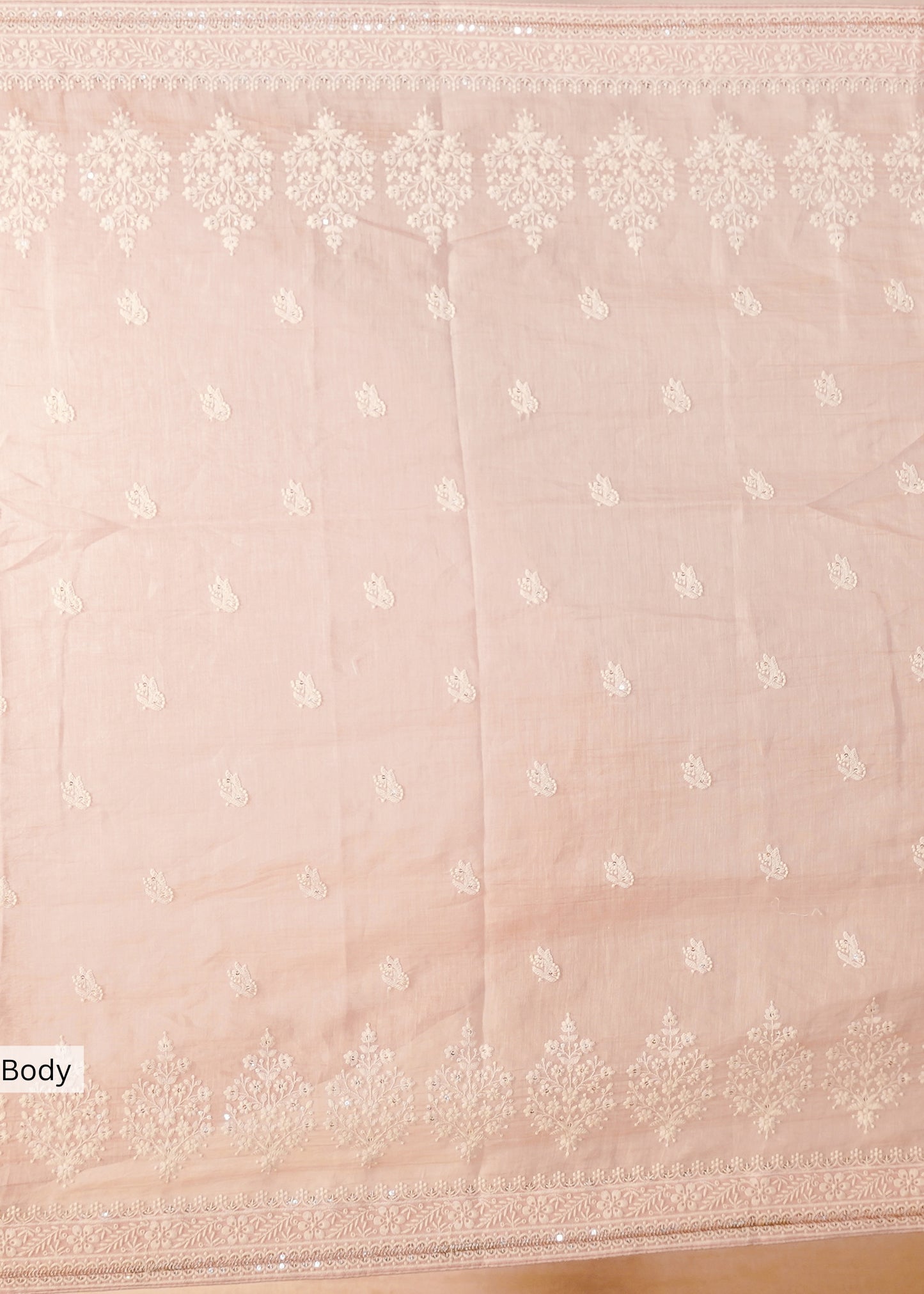 Pink Mul Cotton Thread Embroidered Saree with Unstitched Blouse