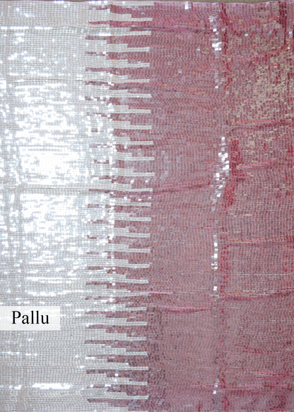 Zara Pink & Silver Ombree Sequin Saree