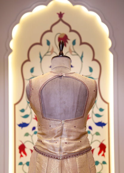 Mihika Golden Banarasi Sharara Set with Dupatta