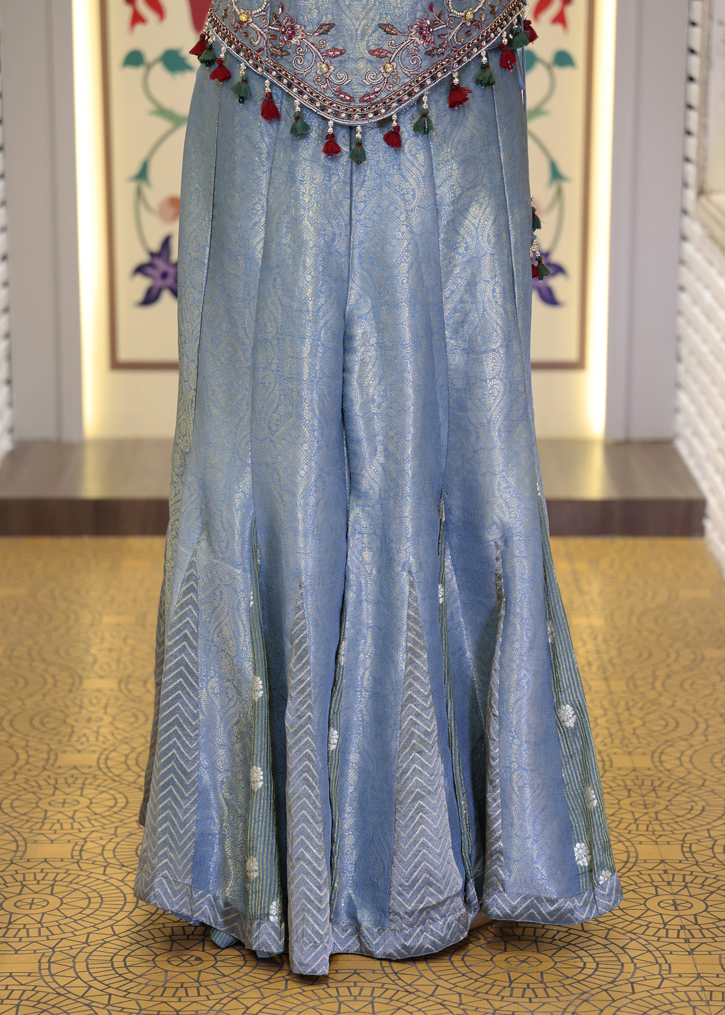 Mihika Blue Banarasi Sharara Set with Dupatta