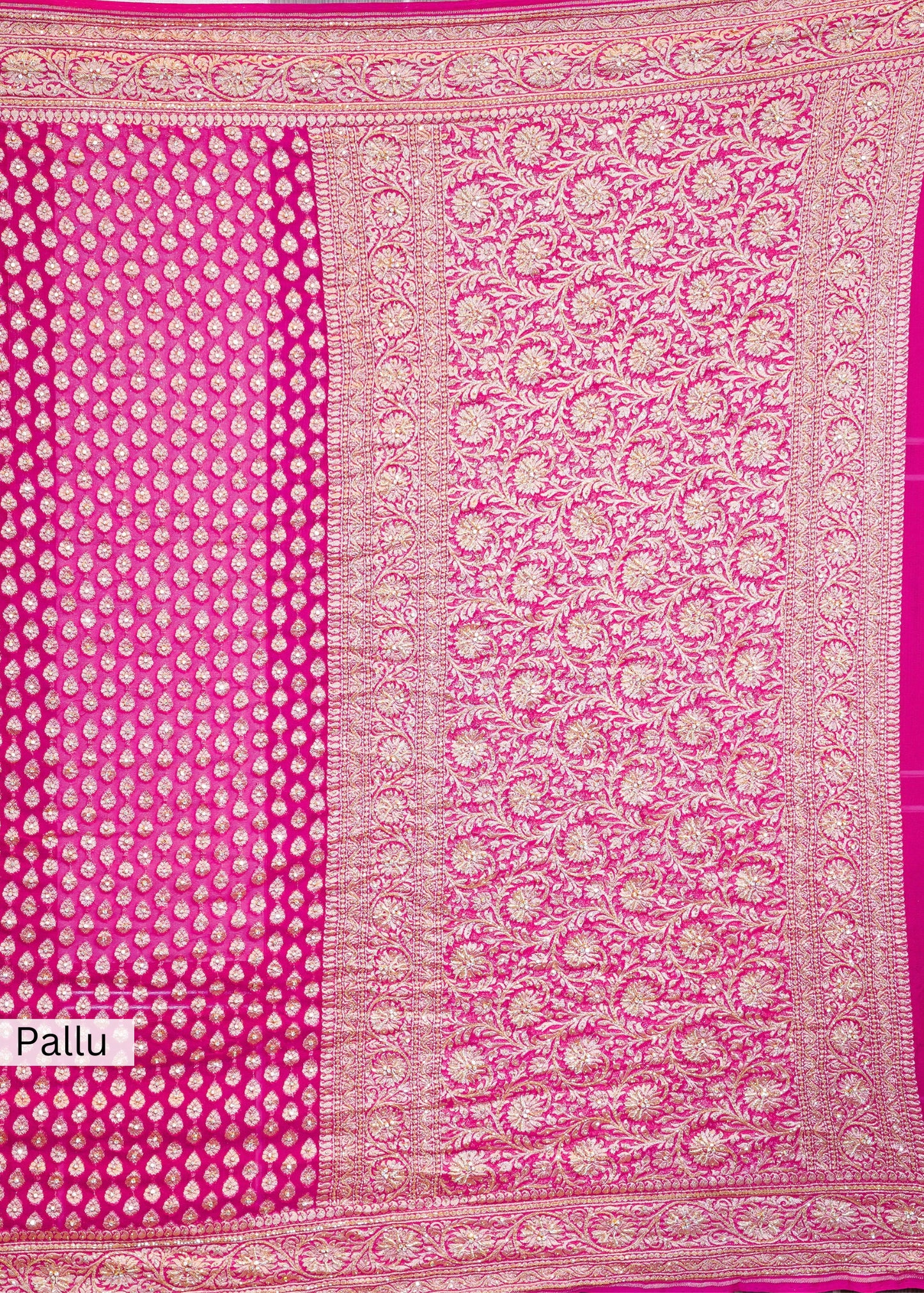 Rani Khadi Georgette Saree with Zardozi Embroidery