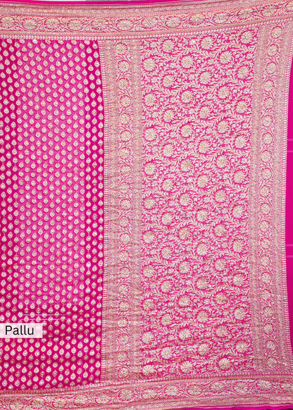 Rani Khadi Georgette Saree with Zardozi Embroidery