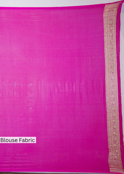 Rani khadi Georgette Jaal Saree with Zardozi Embroidery