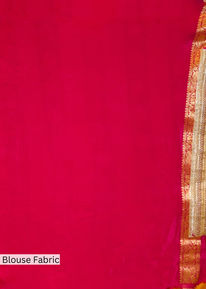 Yellow Tissue Weaving Saree with Gota Lace and Unstitched Blouse