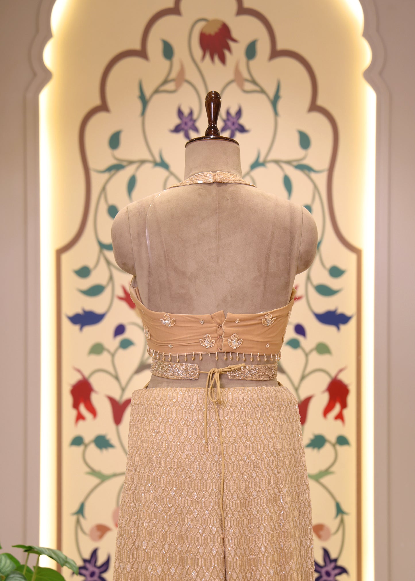 Cazelle Golden Crop Top & Belt Sharara Set