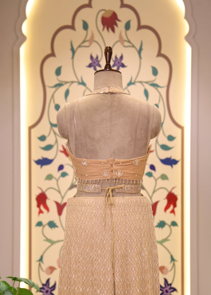 Cazelle Golden Crop Top & Belt Sharara Set