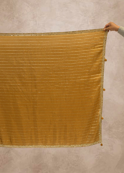 Mehendi Green Striped Zari Organza Sarees with Stitched Blouse