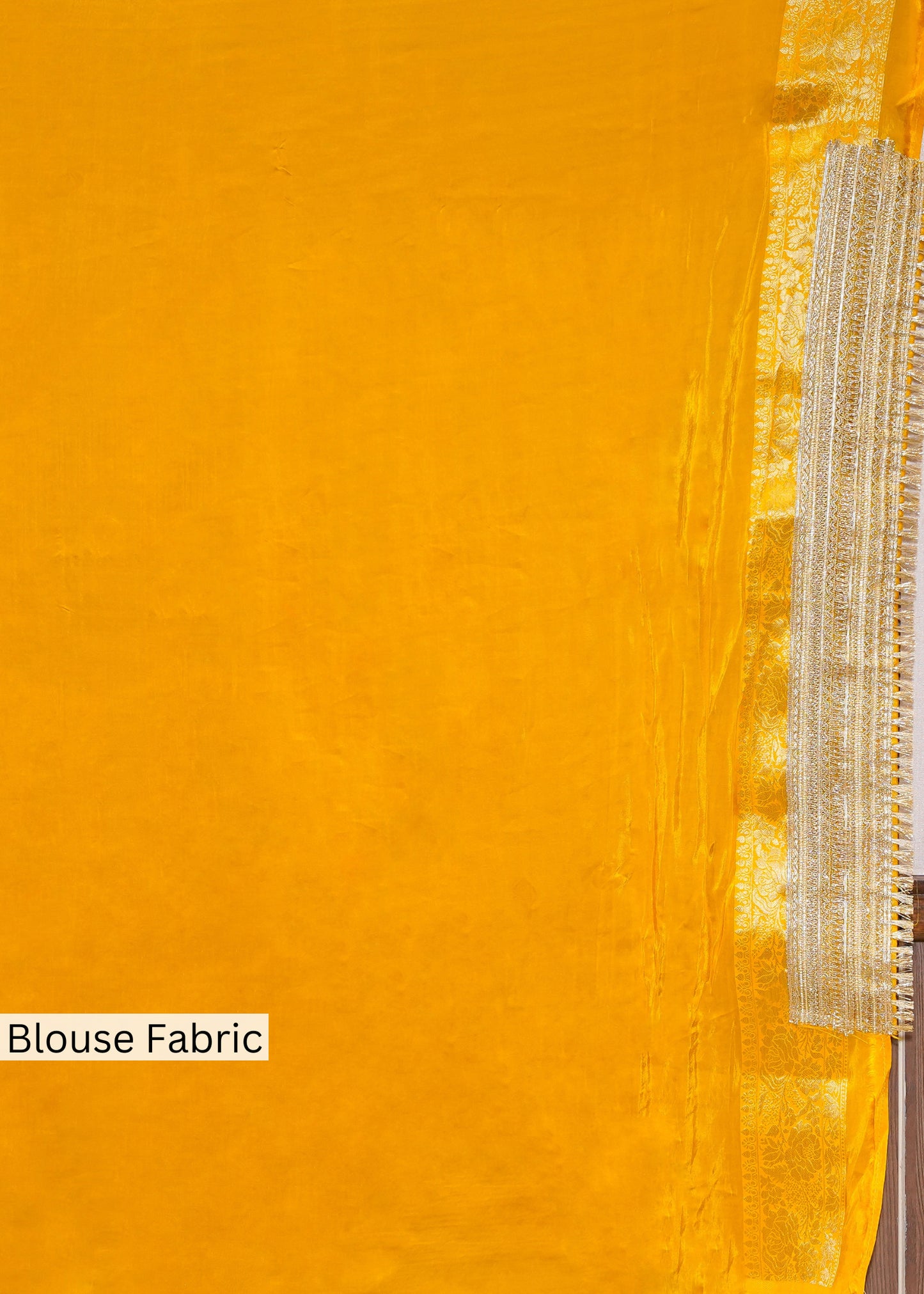 Rani Tissue Weaving Saree with Gota Lace and Unstitched Blouse