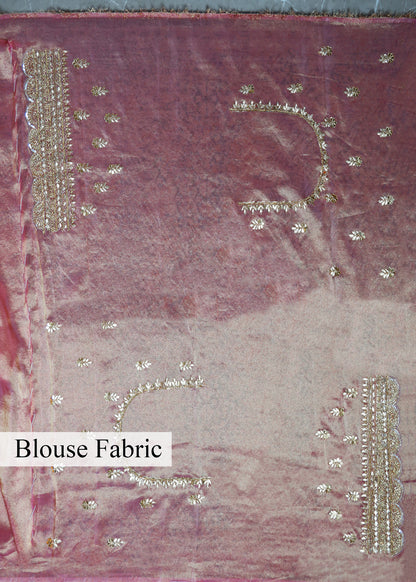 Kaveri Pastel Pink Handcrafted Saree with Unstitched Blouse