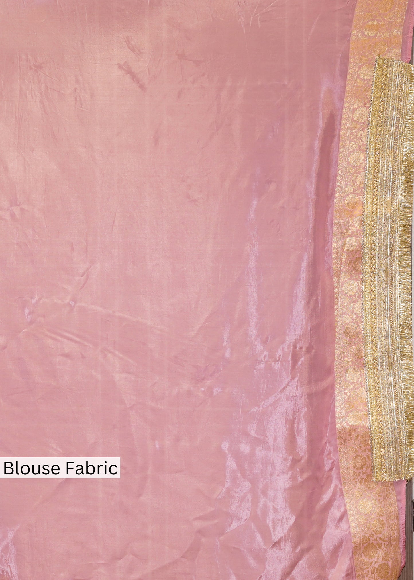 Pink Tissue Weaving Saree with Gota Lace and Unstitched Blouse