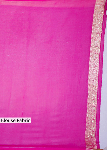Rani Khadi Georgette Saree with Zardozi Embroidery