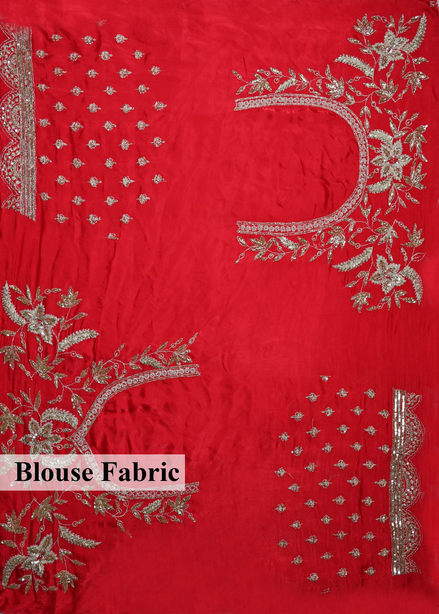 Gulzaar Red Zari & Mooti Heavy Scallop Border Saree with Unstitched Blouse