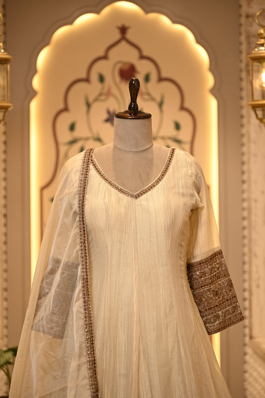 Innayat Ivory Long Anarkali Suit Set with Dupatta