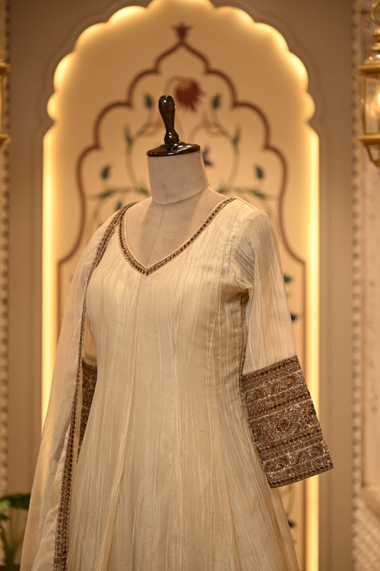 Innayat Ivory Long Anarkali Suit Set with Dupatta