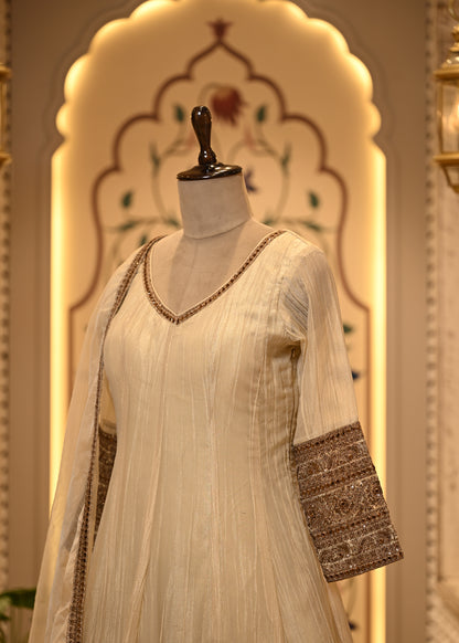 Innayat Ivory Long Anarkali Suit Set with Dupatta
