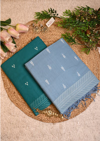 Laxmi Teal Blue Hand Painted Dupatta Unstitched Suit Set