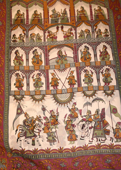 Jodha Maroon Hand Painted Dupatta Unstitched Suit Set