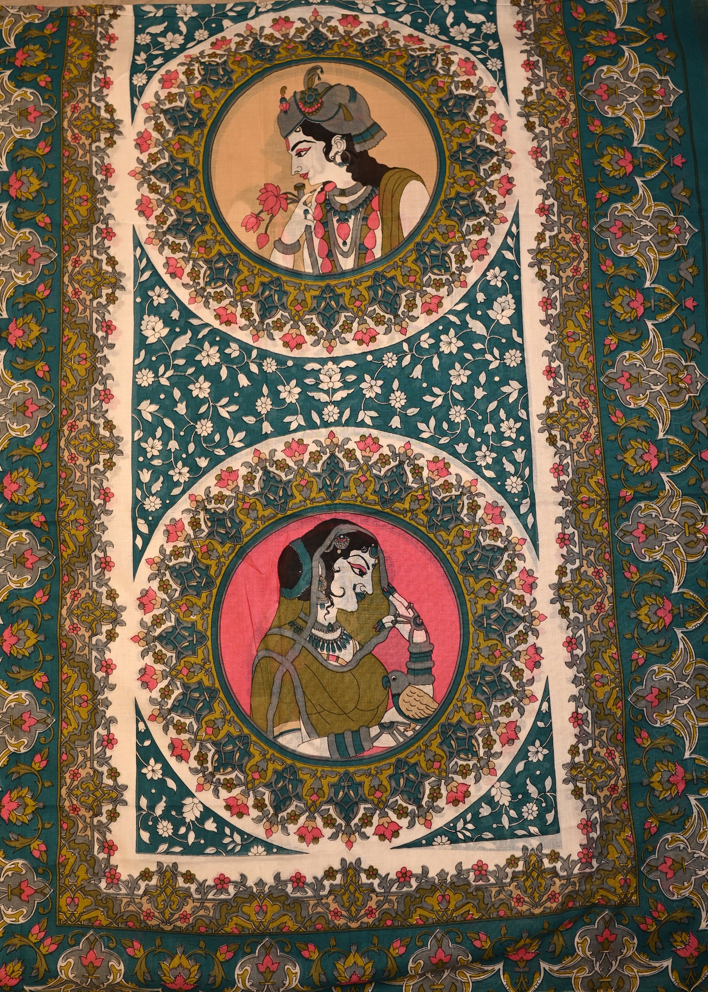 Laxmi Teal Blue Hand Painted Dupatta Unstitched Suit Set