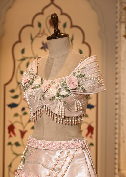 Taara Pearl Pink Crop Top with Structured Back