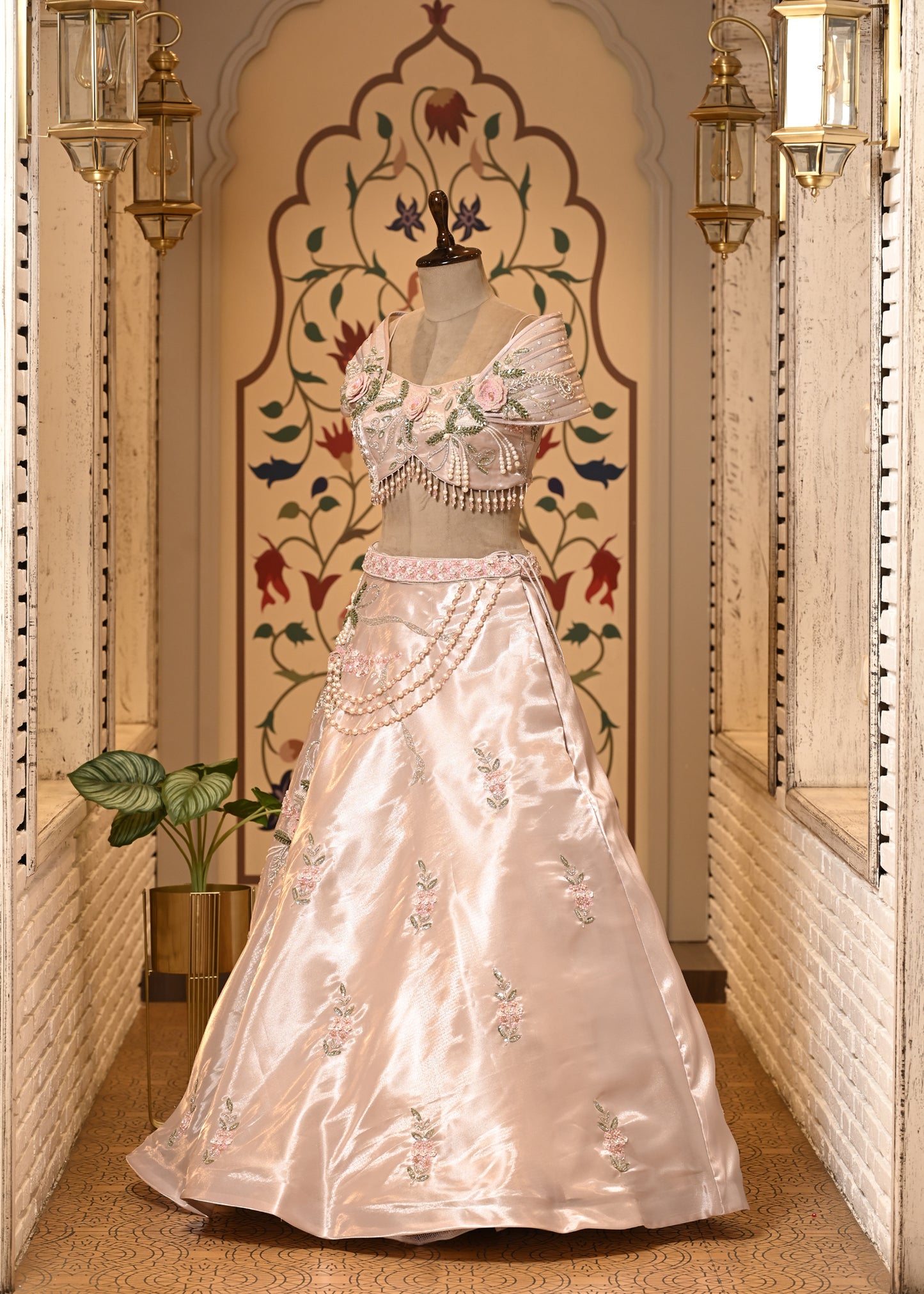 Taara Pearl Pink Crop Top with Structured Back