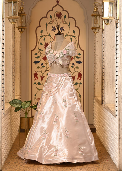 Taara Pearl Pink Crop Top with Structured Back