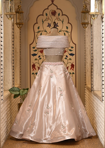 Taara Pearl Pink Crop Top with Structured Back