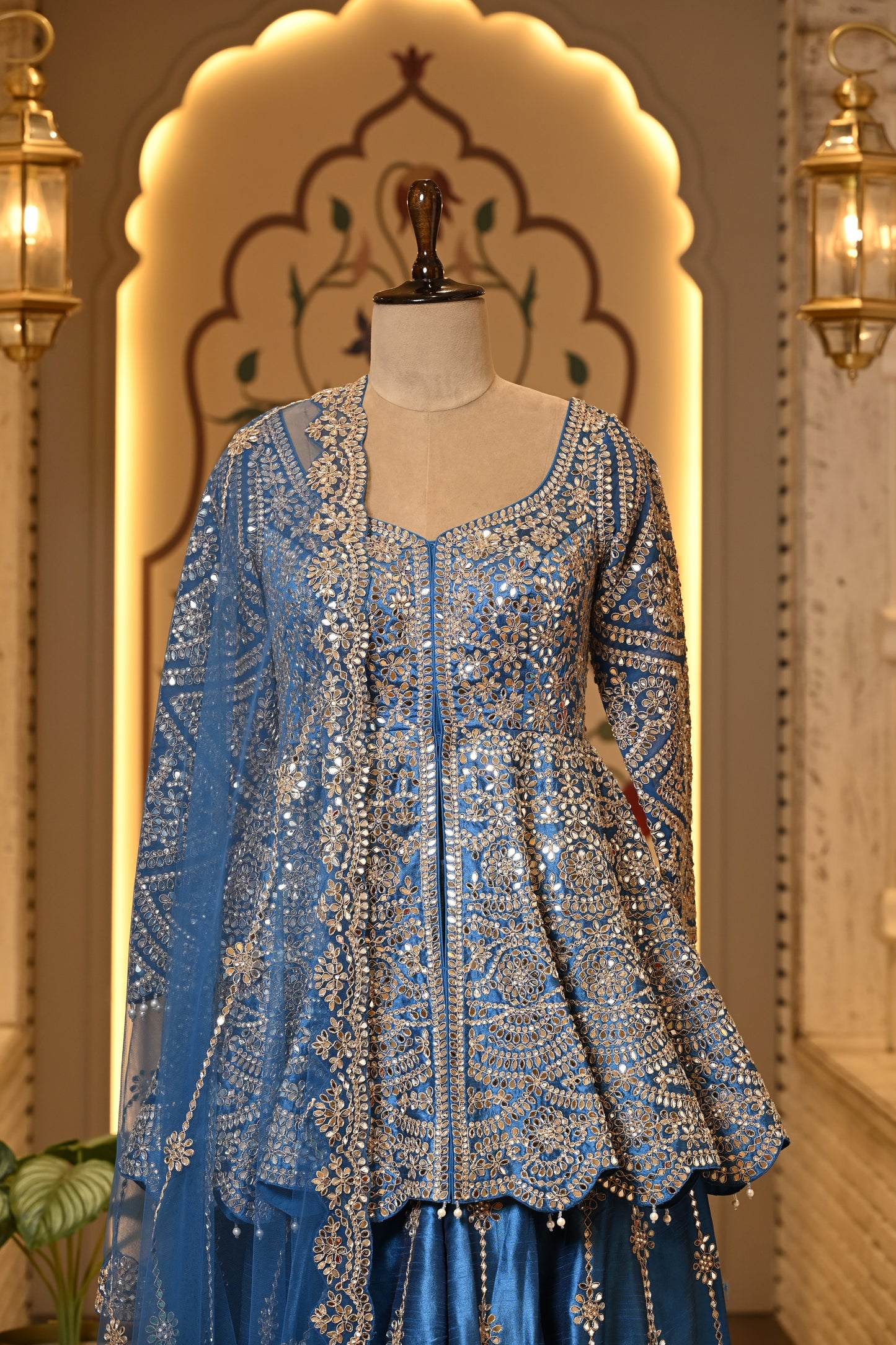 Avantika Peplum Blue Sharara Set with Dupatta