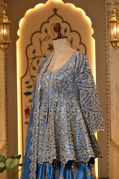 Avantika Peplum Blue Sharara Set with Dupatta