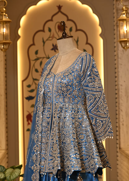 Avantika Peplum Blue Sharara Set with Dupatta