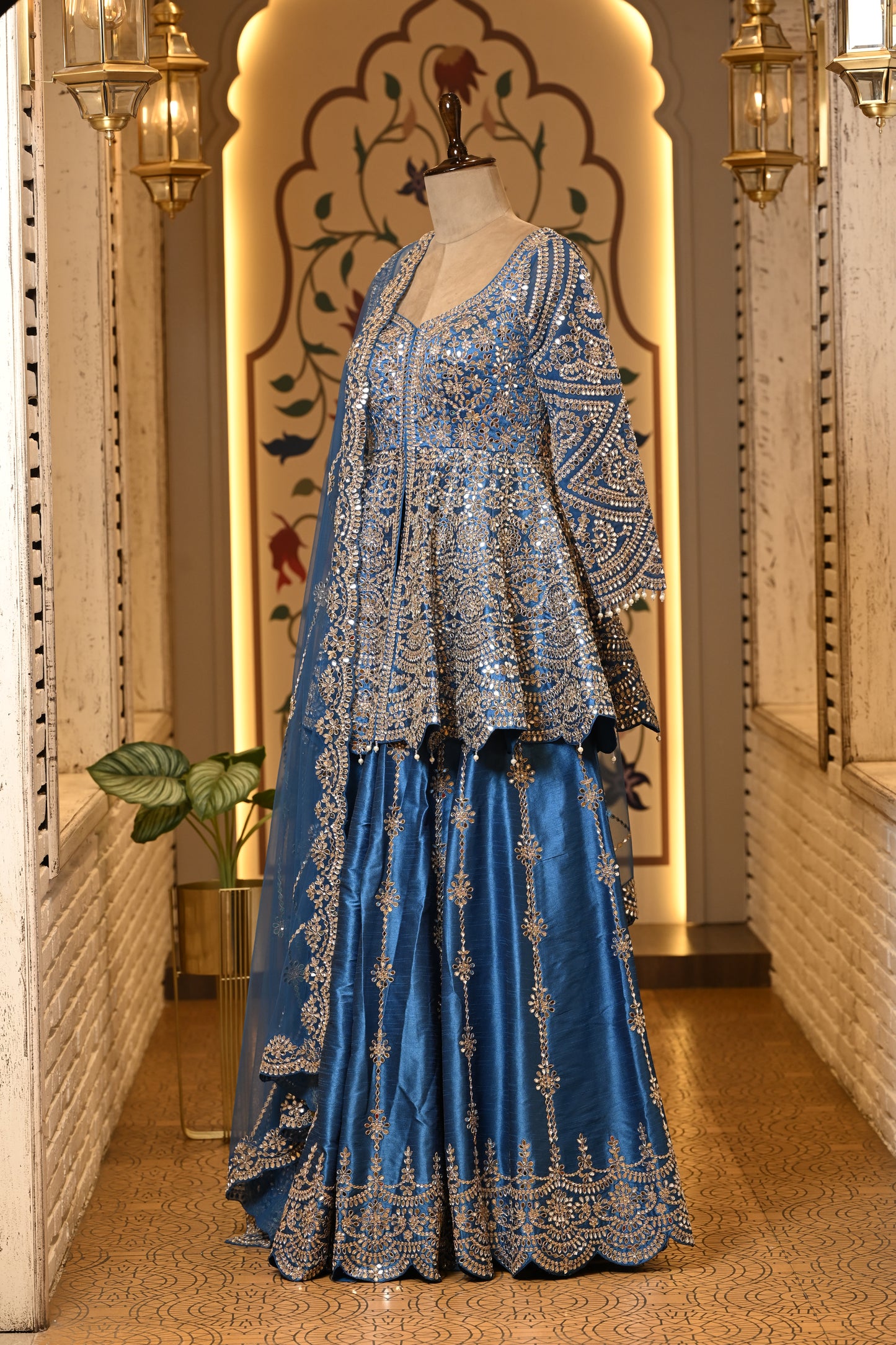 Avantika Peplum Blue Sharara Set with Dupatta
