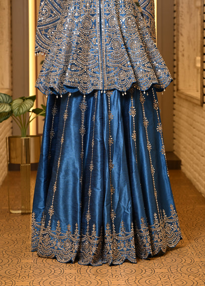 Avantika Peplum Blue Sharara Set with Dupatta