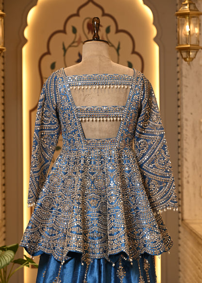 Avantika Peplum Blue Sharara Set with Dupatta