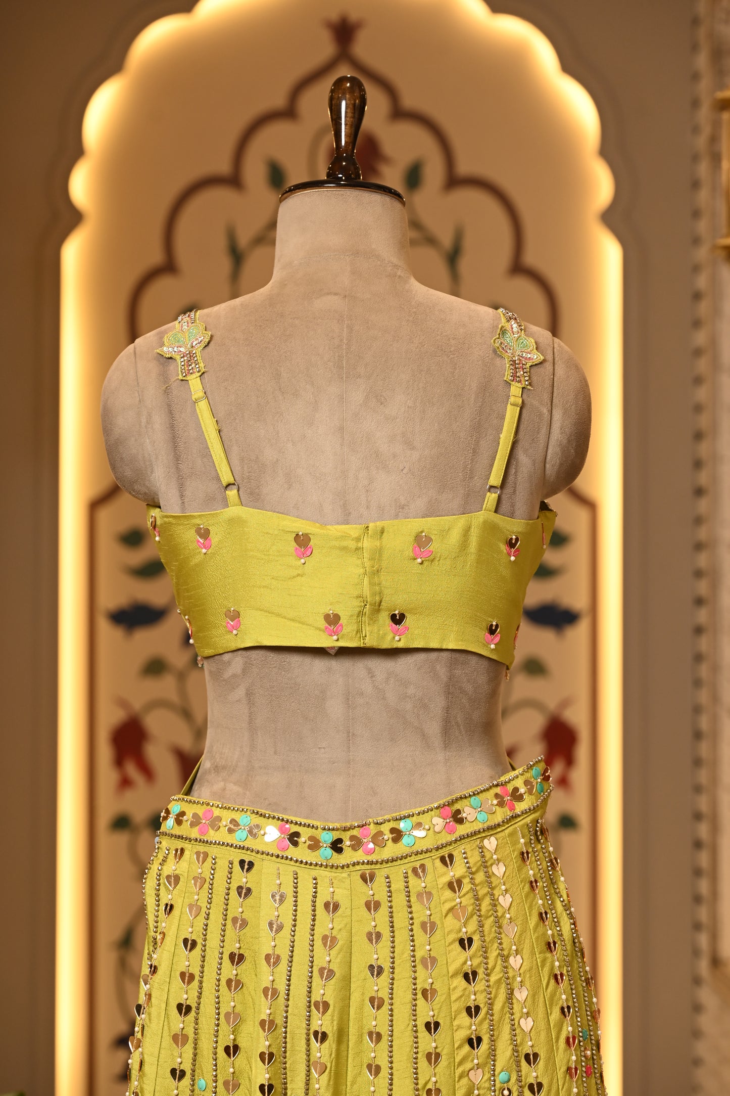 Daisy Yellow Carnival Crop Top with Pants & Choker Dupatta