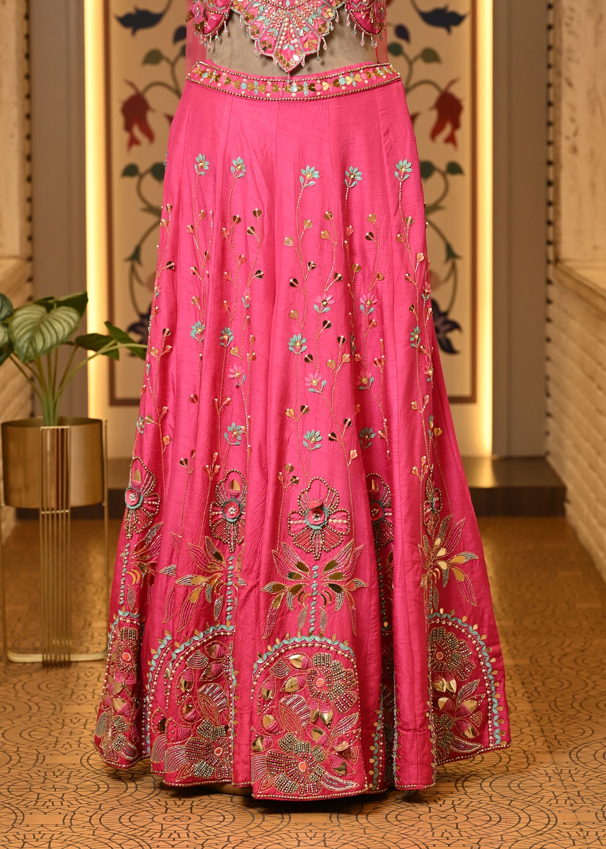 Pyaari Pink Carnival Crop Top with Pants & Dupatta