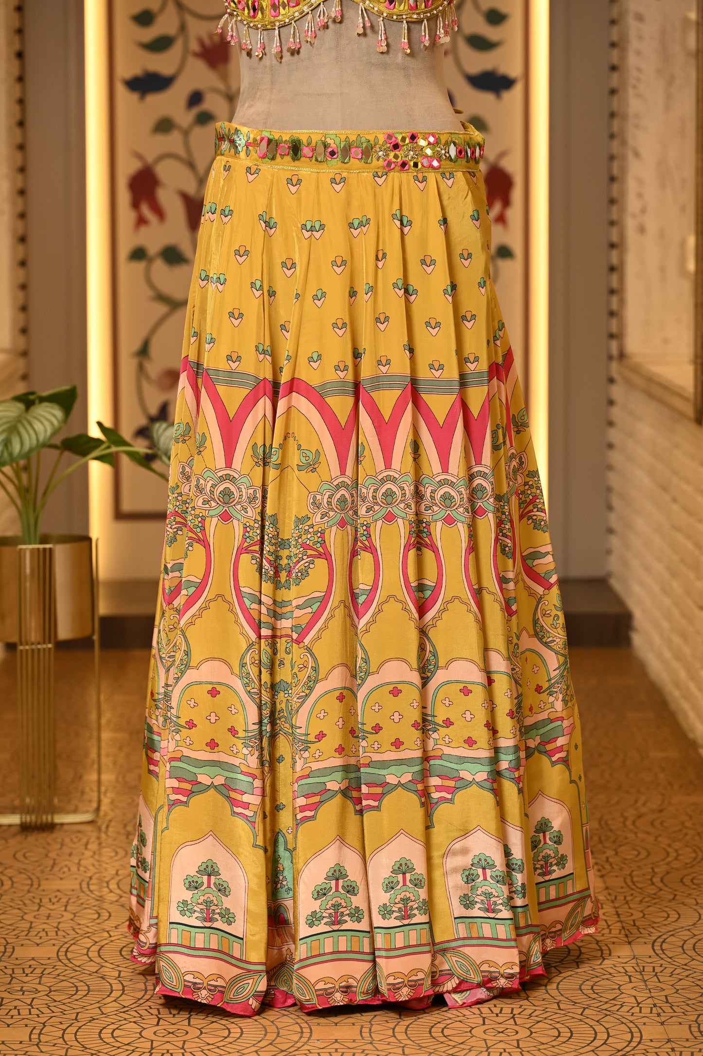 Avira Yellow Halter Neck Boho Style Lehenga with Dupatta