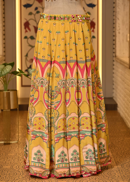 Avira Yellow Halter Neck Boho Style Lehenga with Dupatta