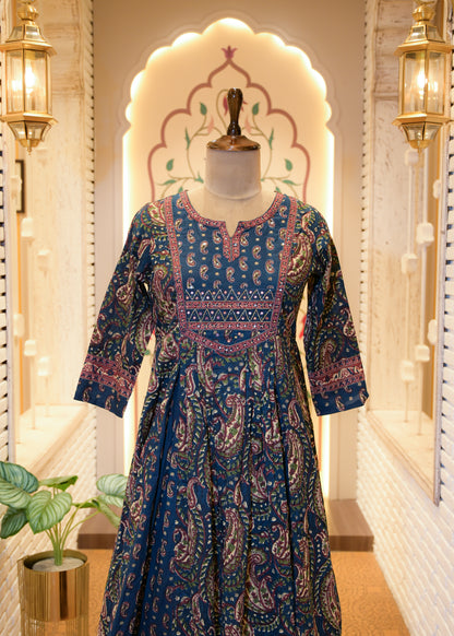 Tammana Blue Stitched Suit Set