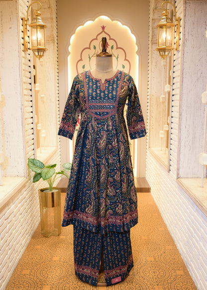Tammana Blue Stitched Suit Set