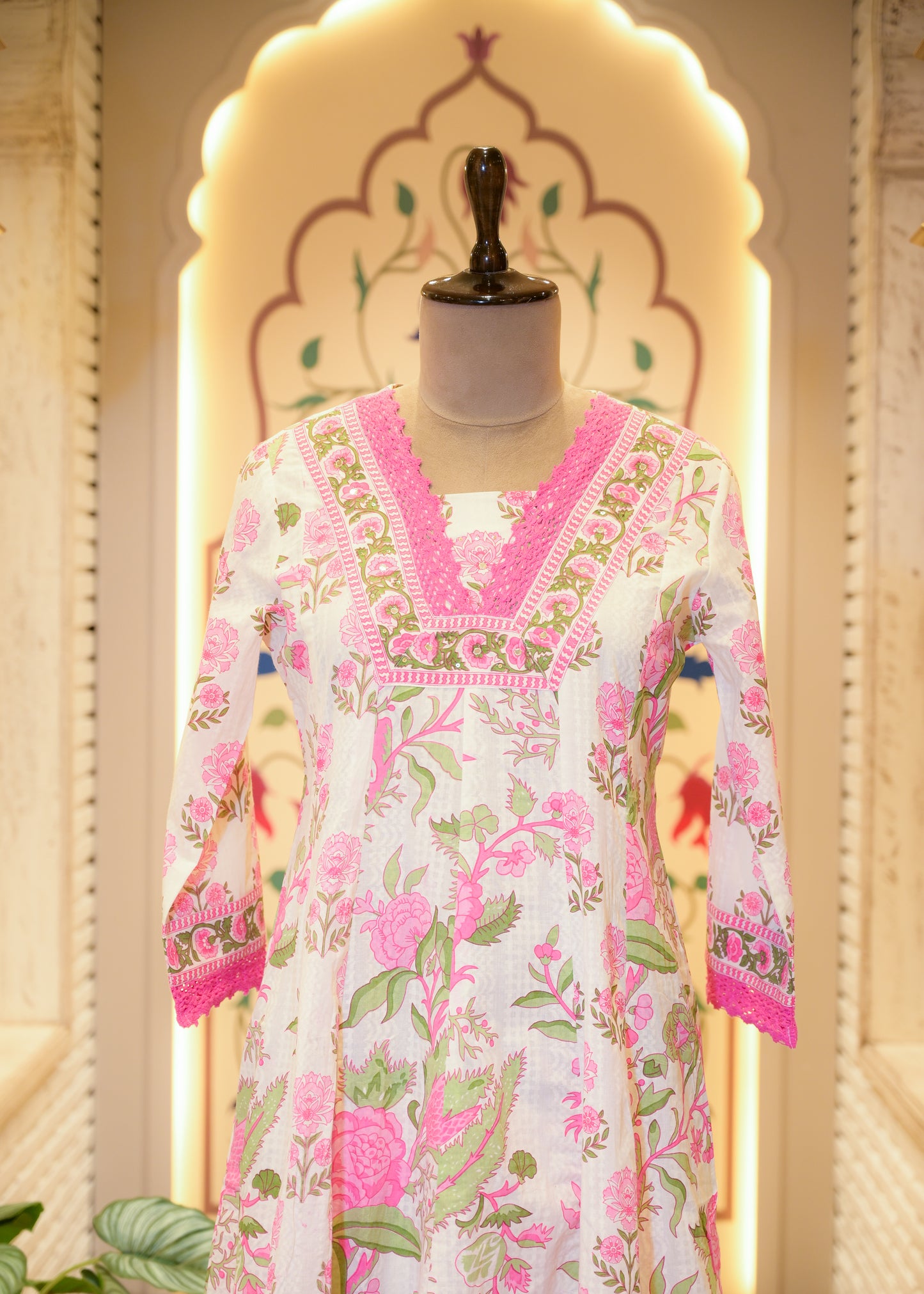 Falak Pink & White Stitched Suit Set