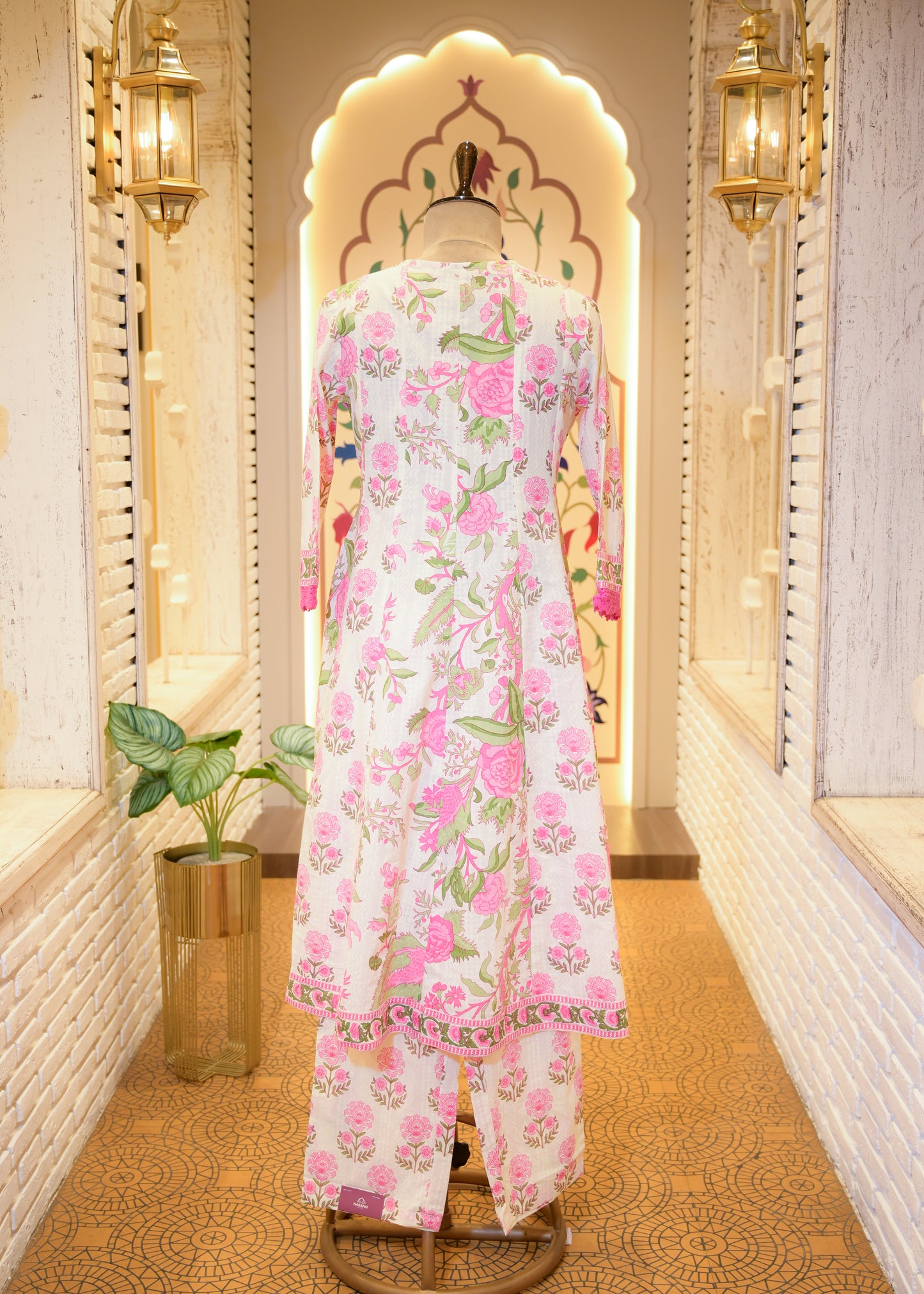 Falak Pink & White Stitched Suit Set