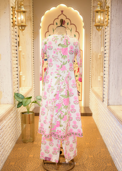 Falak Pink & White Stitched Suit Set