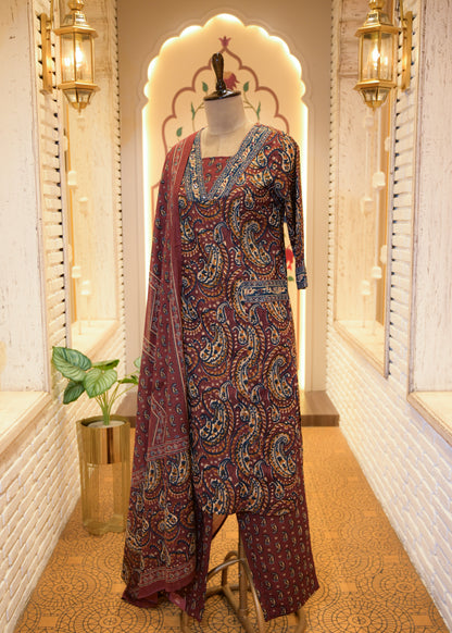 Karigari Cotton A-Line Stitched Suit Set