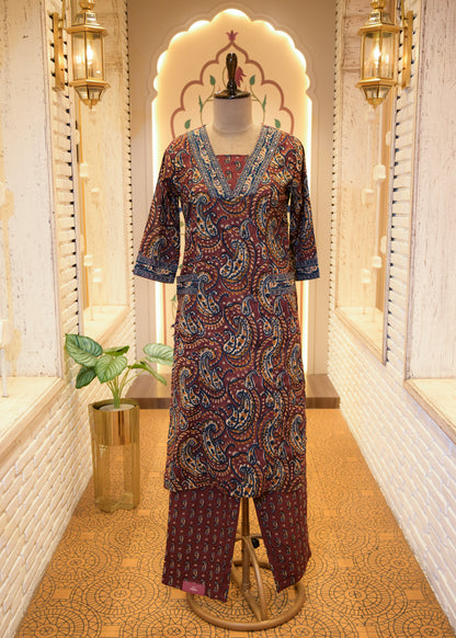 Karigari Cotton A-Line Stitched Suit Set
